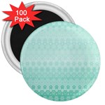 Biscay Green Floral Print 3  Magnets (100 pack)