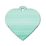 Biscay Green Floral Print Dog Tag Heart (One Side)