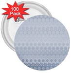 Faded Blue Floral Print 3  Buttons (100 pack) 