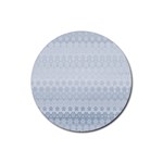 Faded Blue Floral Print Rubber Coaster (Round) 