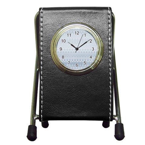 Faded Blue Floral Print Pen Holder Desk Clock from ArtsNow.com Front