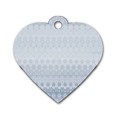 Faded Blue Floral Print Dog Tag Heart (Two Sides) from ArtsNow.com Front