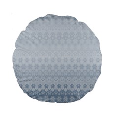 Faded Blue Floral Print Standard 15  Premium Round Cushions from ArtsNow.com Front