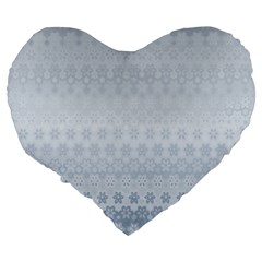 Faded Blue Floral Print Large 19  Premium Heart Shape Cushions from ArtsNow.com Back