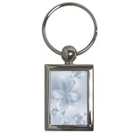 Faded Blue Floral Print Key Chain (Rectangle)