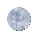 Faded Blue Floral Print Rubber Round Coaster (4 pack) 