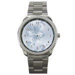 Faded Blue Floral Print Sport Metal Watch