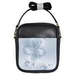 Faded Blue Floral Print Girls Sling Bag