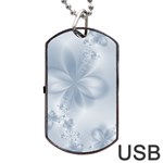 Faded Blue Floral Print Dog Tag USB Flash (One Side)