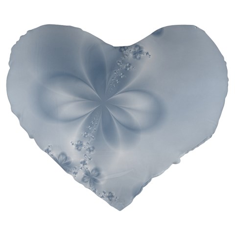 Faded Blue Floral Print Large 19  Premium Flano Heart Shape Cushions from ArtsNow.com Front