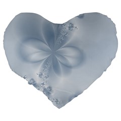 Faded Blue Floral Print Large 19  Premium Flano Heart Shape Cushions from ArtsNow.com Back