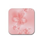 Pastel Coral Floral Print Rubber Coaster (Square) 