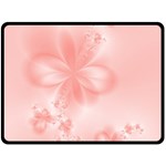 Pastel Coral Floral Print Fleece Blanket (Large) 