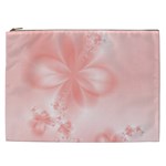 Pastel Coral Floral Print Cosmetic Bag (XXL)