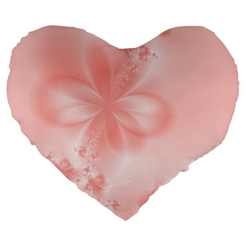 Pastel Coral Floral Print Large 19  Premium Heart Shape Cushions from ArtsNow.com Front