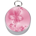 Blush Pink Floral Print Silver Compasses