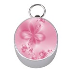 Blush Pink Floral Print Mini Silver Compasses