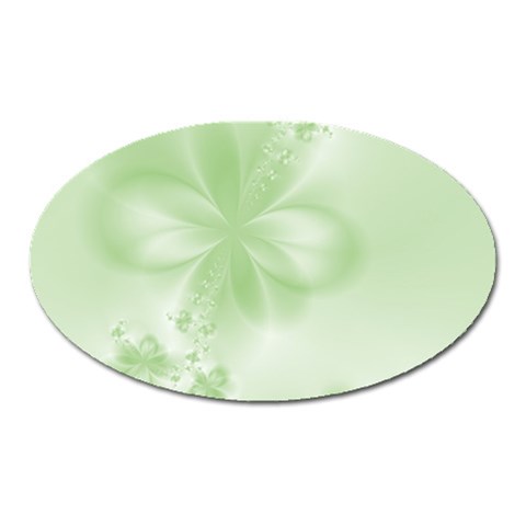Tea Green Floral Print Oval Magnet from ArtsNow.com Front