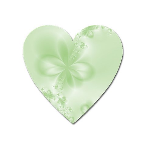 Tea Green Floral Print Heart Magnet from ArtsNow.com Front