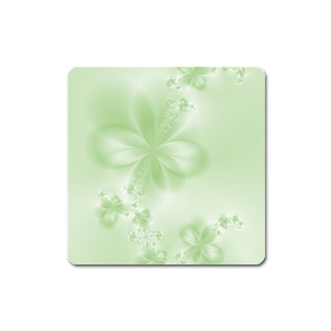 Tea Green Floral Print Square Magnet from ArtsNow.com Front
