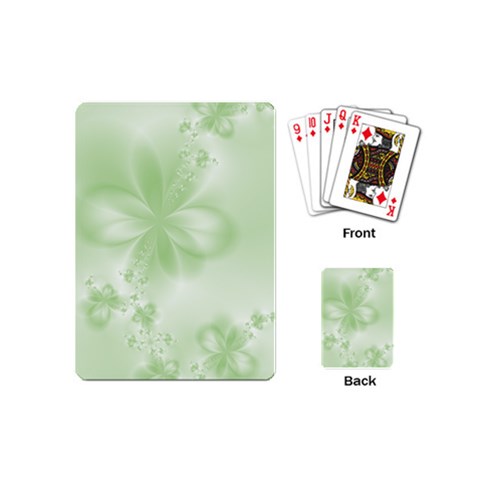 Tea Green Floral Print Playing Cards Single Design (Mini) from ArtsNow.com Back