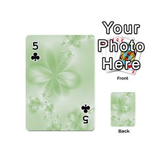 Tea Green Floral Print Playing Cards 54 Designs (Mini) from ArtsNow.com Front - Club5