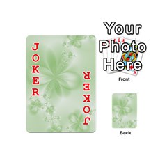 Tea Green Floral Print Playing Cards 54 Designs (Mini) from ArtsNow.com Front - Joker2
