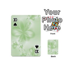 Tea Green Floral Print Playing Cards 54 Designs (Mini) from ArtsNow.com Front - Spade10