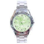 Tea Green Floral Print Stainless Steel Analogue Watch
