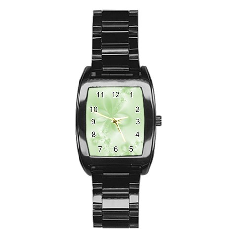 Tea Green Floral Print Stainless Steel Barrel Watch from ArtsNow.com Front