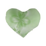 Tea Green Floral Print Standard 16  Premium Flano Heart Shape Cushions