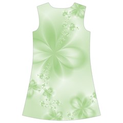 Tea Green Floral Print Kids  Short Sleeve Velvet Dress from ArtsNow.com Back