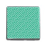 Biscay Green White Floral Print Memory Card Reader (Square 5 Slot)