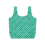 Biscay Green White Floral Print Full Print Recycle Bag (S)