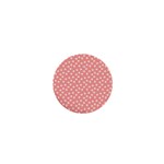 Coral Pink White Floral Print 1  Mini Magnets