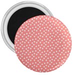 Coral Pink White Floral Print 3  Magnets