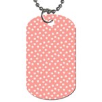 Coral Pink White Floral Print Dog Tag (Two Sides)