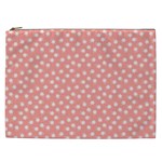 Coral Pink White Floral Print Cosmetic Bag (XXL)