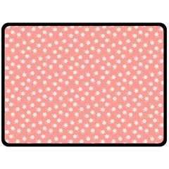 Coral Pink White Floral Print Double Sided Fleece Blanket (Large)  from ArtsNow.com 80 x60  Blanket Front