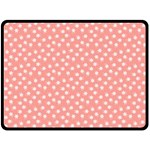Coral Pink White Floral Print Double Sided Fleece Blanket (Large) 