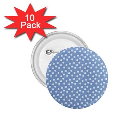 Faded Blue White Floral Print 1.75  Buttons (10 pack) from ArtsNow.com Front