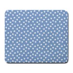 Faded Blue White Floral Print Large Mousepads