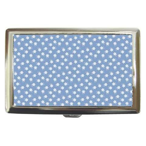 Faded Blue White Floral Print Cigarette Money Case from ArtsNow.com Front
