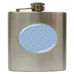 Faded Blue White Floral Print Hip Flask (6 oz)