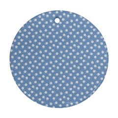 Faded Blue White Floral Print Round Ornament (Two Sides) from ArtsNow.com Back