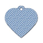 Faded Blue White Floral Print Dog Tag Heart (One Side)