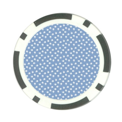 Faded Blue White Floral Print Poker Chip Card Guard from ArtsNow.com Front