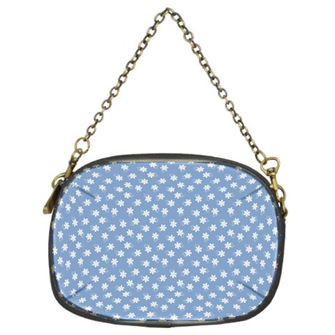 Faded Blue White Floral Print Chain Purse (Two Sides) from ArtsNow.com Front