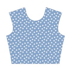 Faded Blue White Floral Print Cotton Crop Top from ArtsNow.com Front