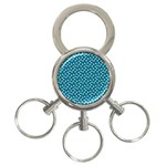 Teal White Floral Print 3-Ring Key Chain